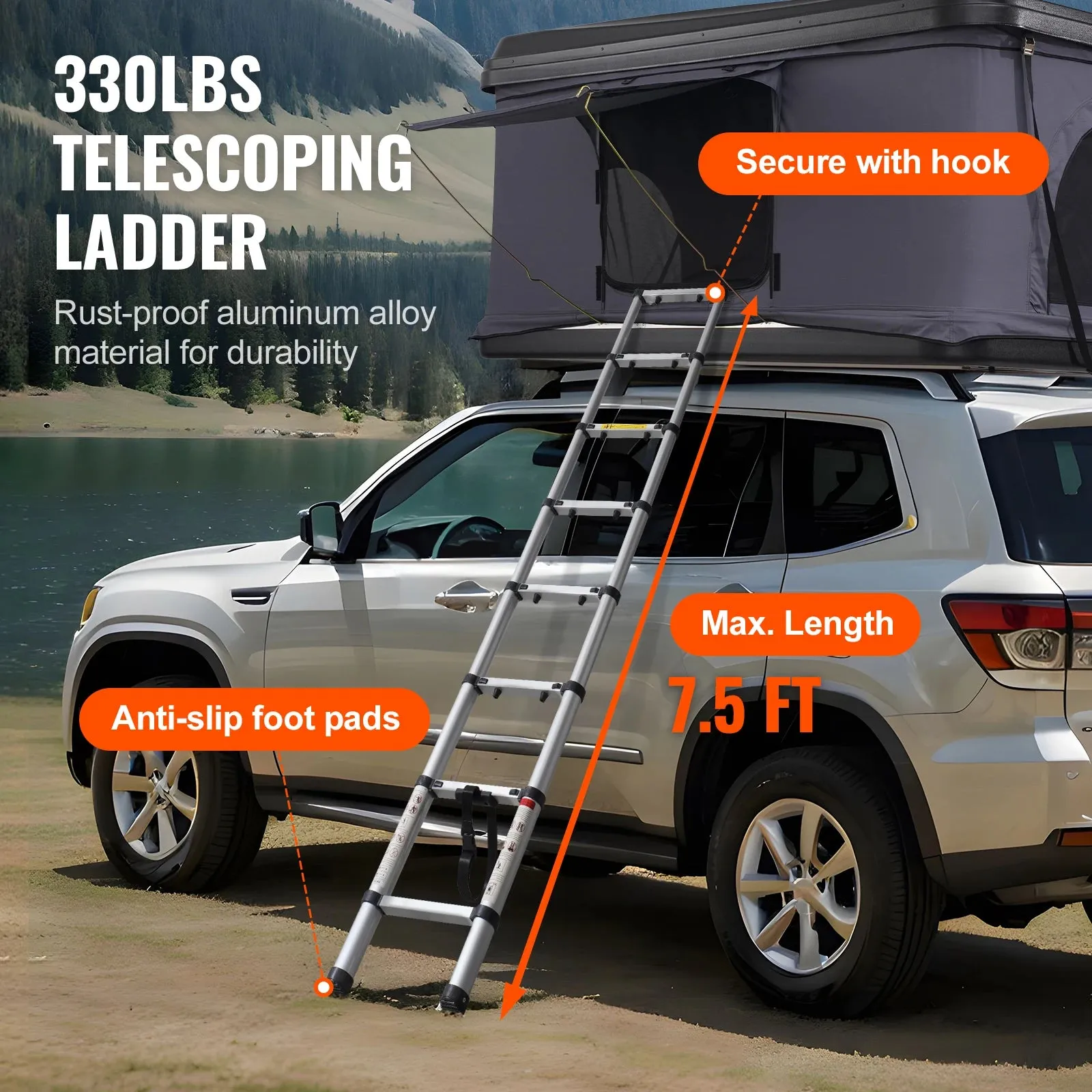 VEVOR Hard Shell Rooftop Tent with Ladder and Mattress for SUV Jeep Truck Van