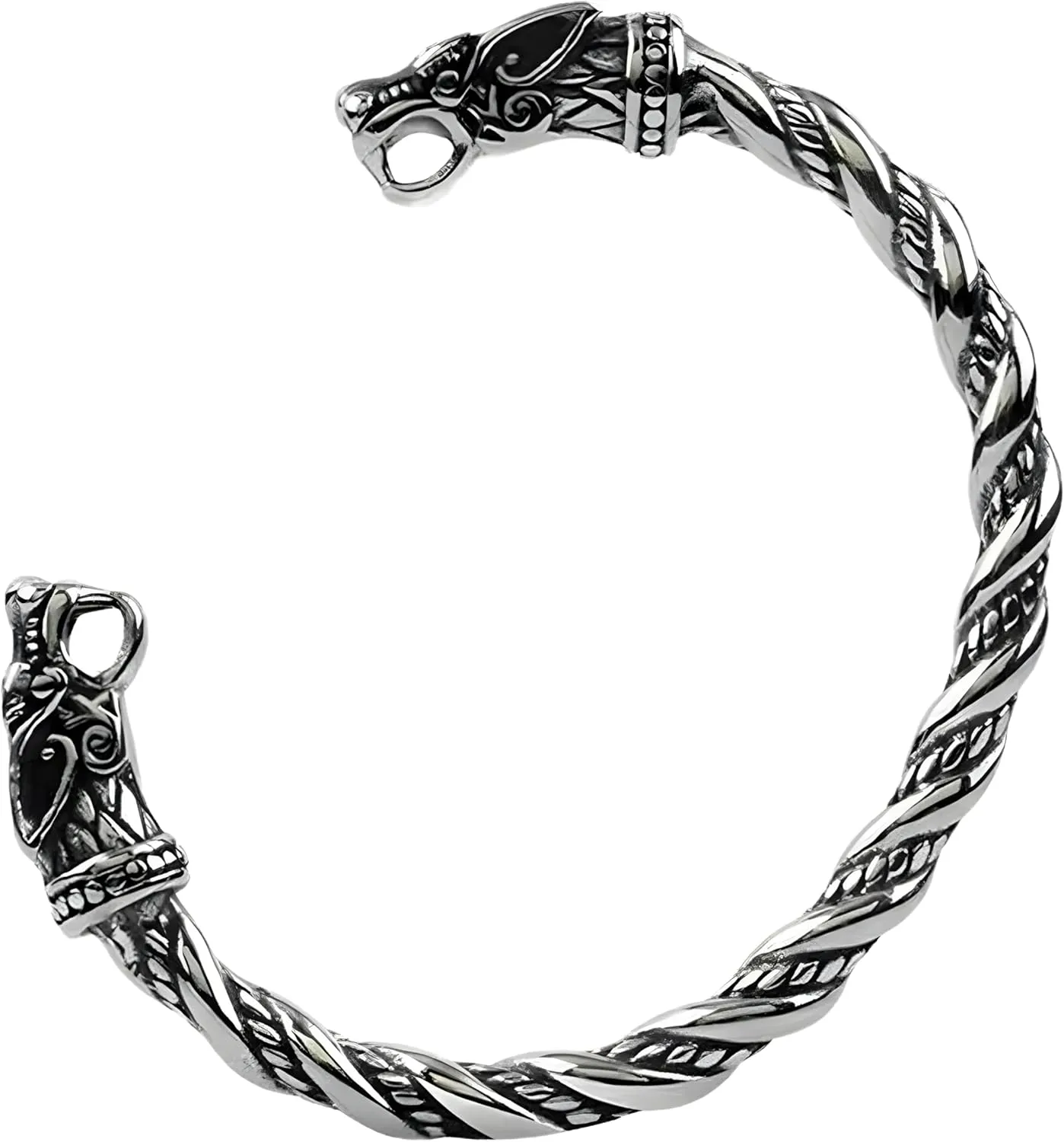 Viking bracelet for men Viking Wolf Fenrir Bangle Adjustable Alloy Norse Scandinavian Torc Jewelry birthday Gifts for Men Husband Boyfriend Best Friends-T07