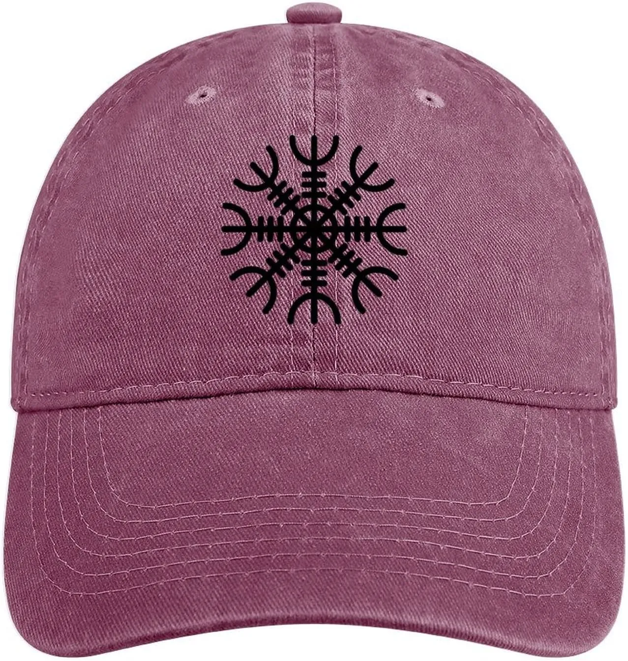 Viking Symbol Baseball Cap, Norse Vegvisir Iceland Runes Compass Sun Hat, Adjustable Cotton Trucker Hat Golf Hat,Pink