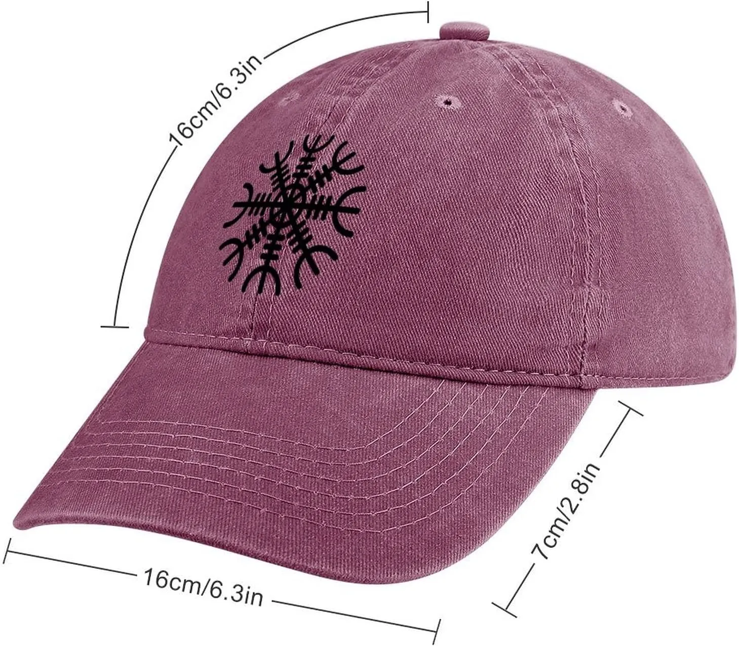Viking Symbol Baseball Cap, Norse Vegvisir Iceland Runes Compass Sun Hat, Adjustable Cotton Trucker Hat Golf Hat,Pink