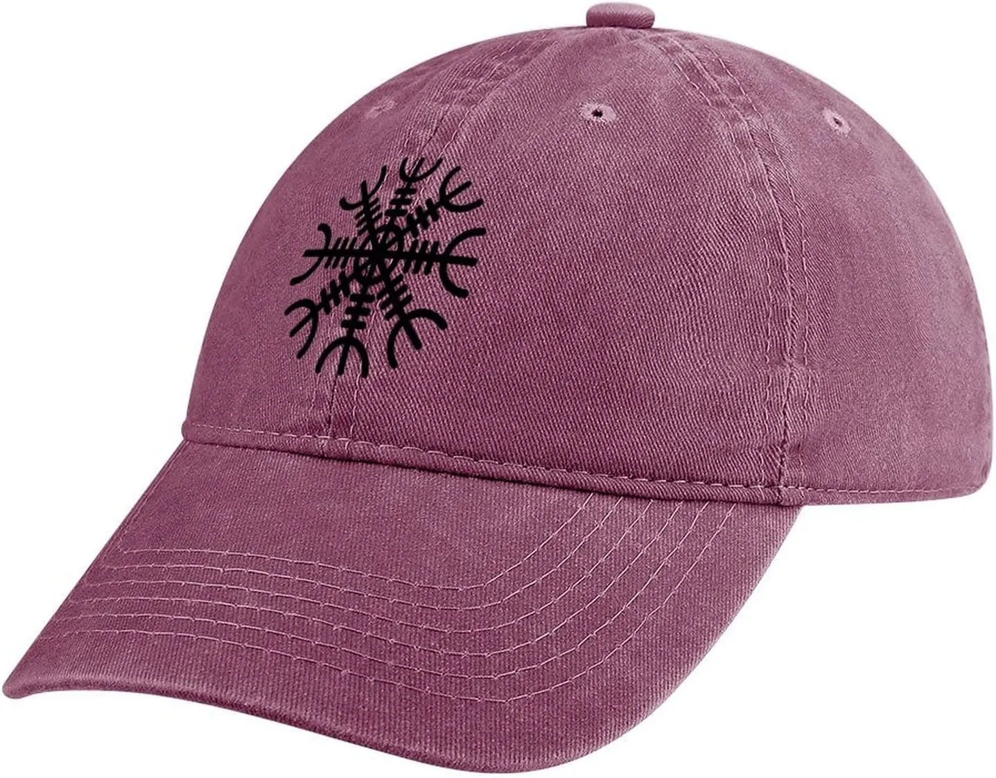 Viking Symbol Baseball Cap, Norse Vegvisir Iceland Runes Compass Sun Hat, Adjustable Cotton Trucker Hat Golf Hat,Pink