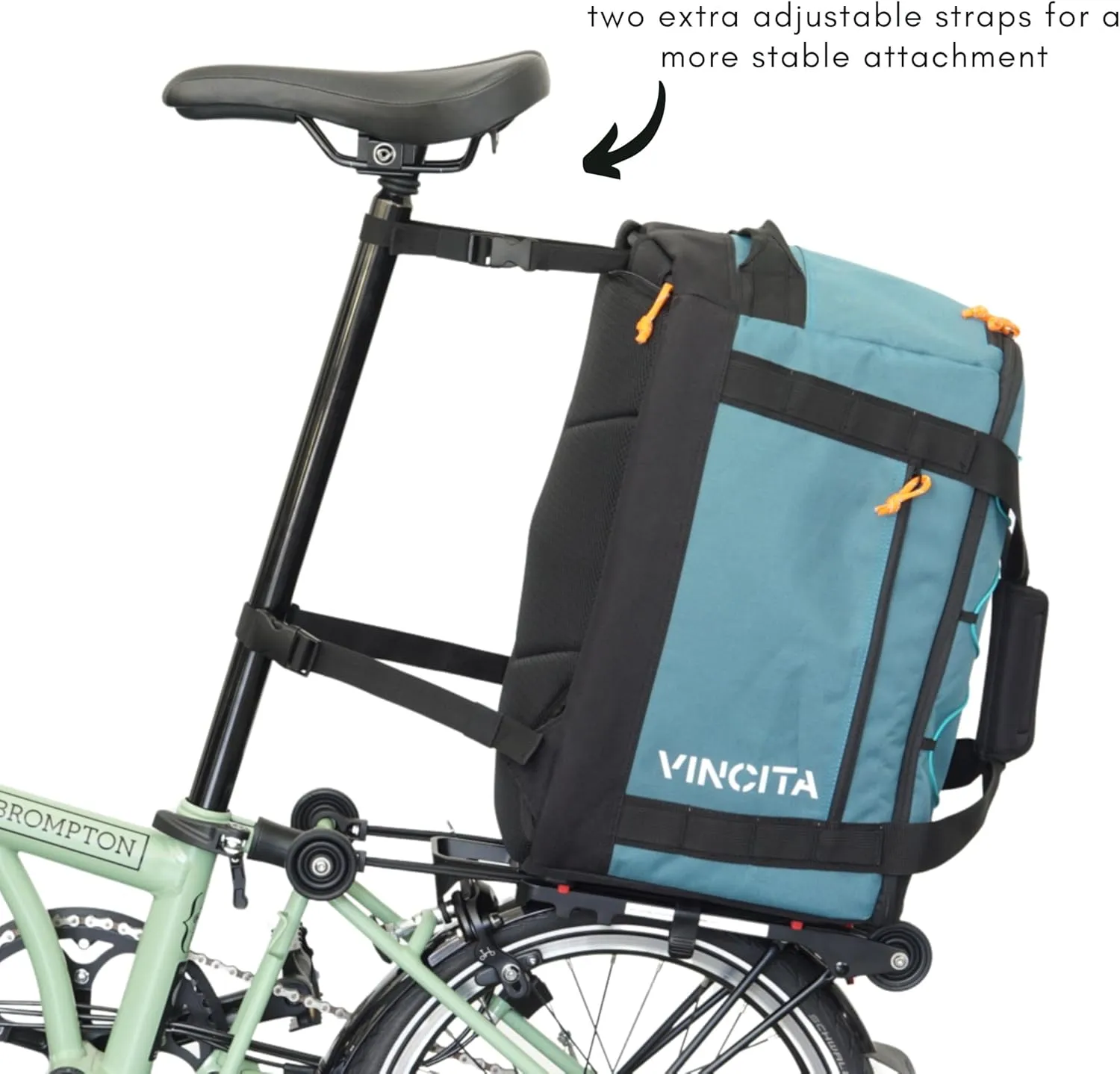 Vincita Voyage B.D.R. Bag For Folding Bike – Backpack, Duffle, Rack Bag Combo with KLICKfix UniKlip 2.0 37L | Water-Resistant, Versatile Design. (Grey)