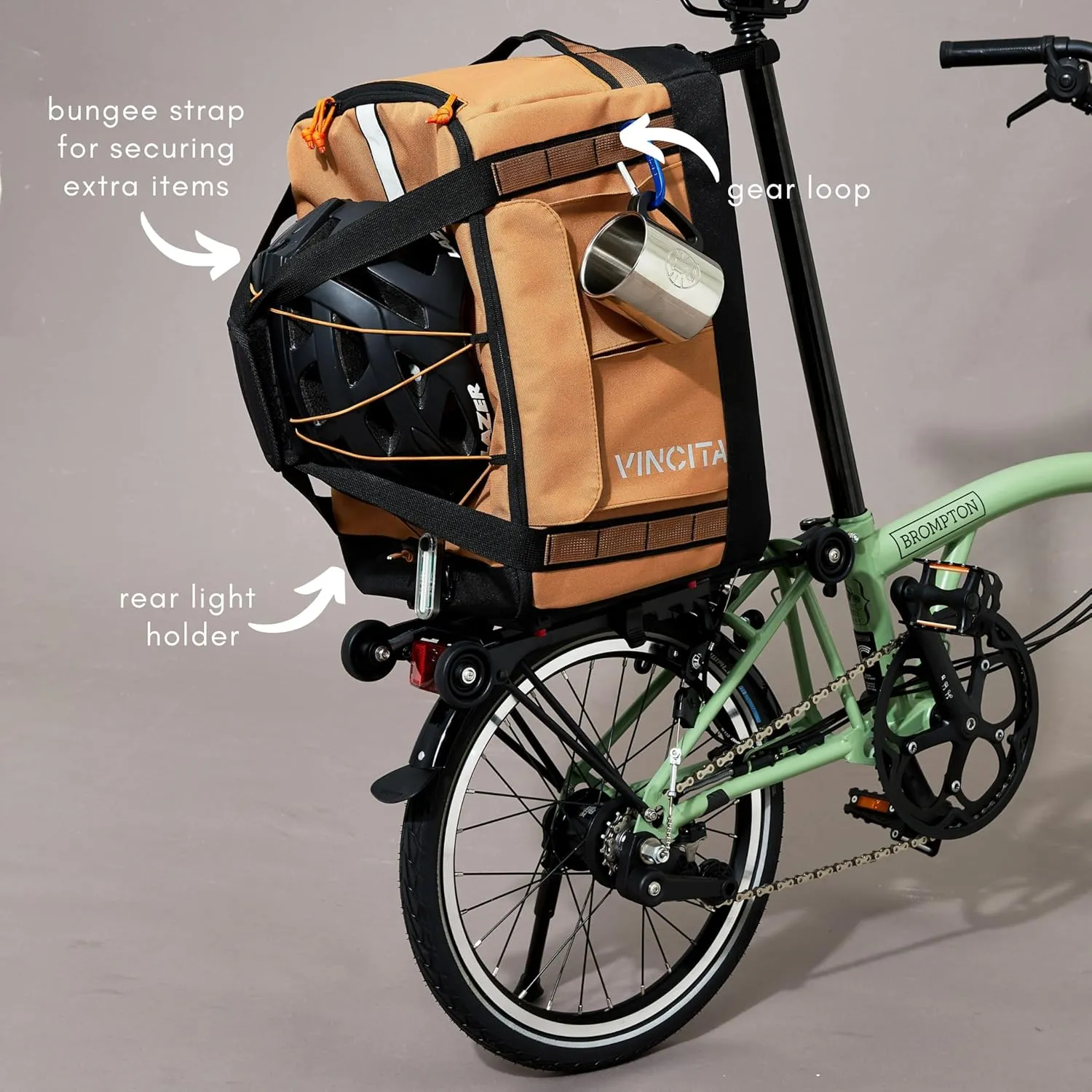 Vincita Voyage B.D.R. Bag For Folding Bike – Backpack, Duffle, Rack Bag Combo with KLICKfix UniKlip 2.0 37L | Water-Resistant, Versatile Design. (Grey)