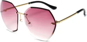 Vintage Luxury Rimless Polygon Sunglasses Women Men Fashion Trend Punk Outdoor Summer Traveling Sun Glasses Uv400