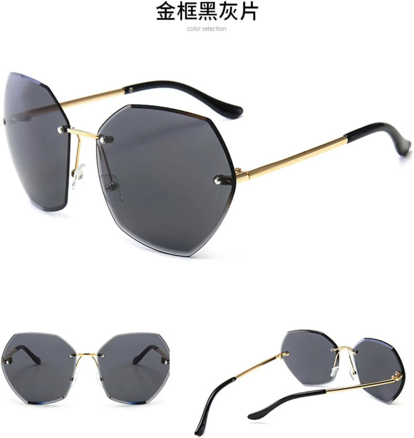 Vintage Luxury Rimless Polygon Sunglasses Women Men Fashion Trend Punk Outdoor Summer Traveling Sun Glasses Uv400