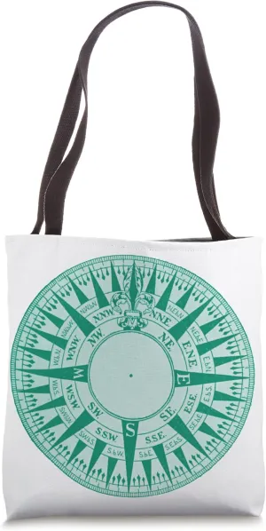 Vintage Mariners Compass Illustration - Sea Foam Green Tote Bag