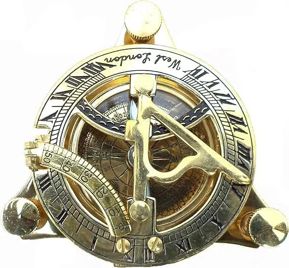 Vintage Shiny Brass Pirate's Booty Compass – Nautical Maritime Sundial Compass for Travelers, Survival Gear & Hikers
