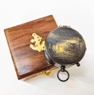 VINTORIA Titanic Brass Magnetic Pocket Compass with Handmade Wooden Box | Vintage Nautical Decor, Maritime Navigation Tool, Ideal Gift for Collectors & Travelers