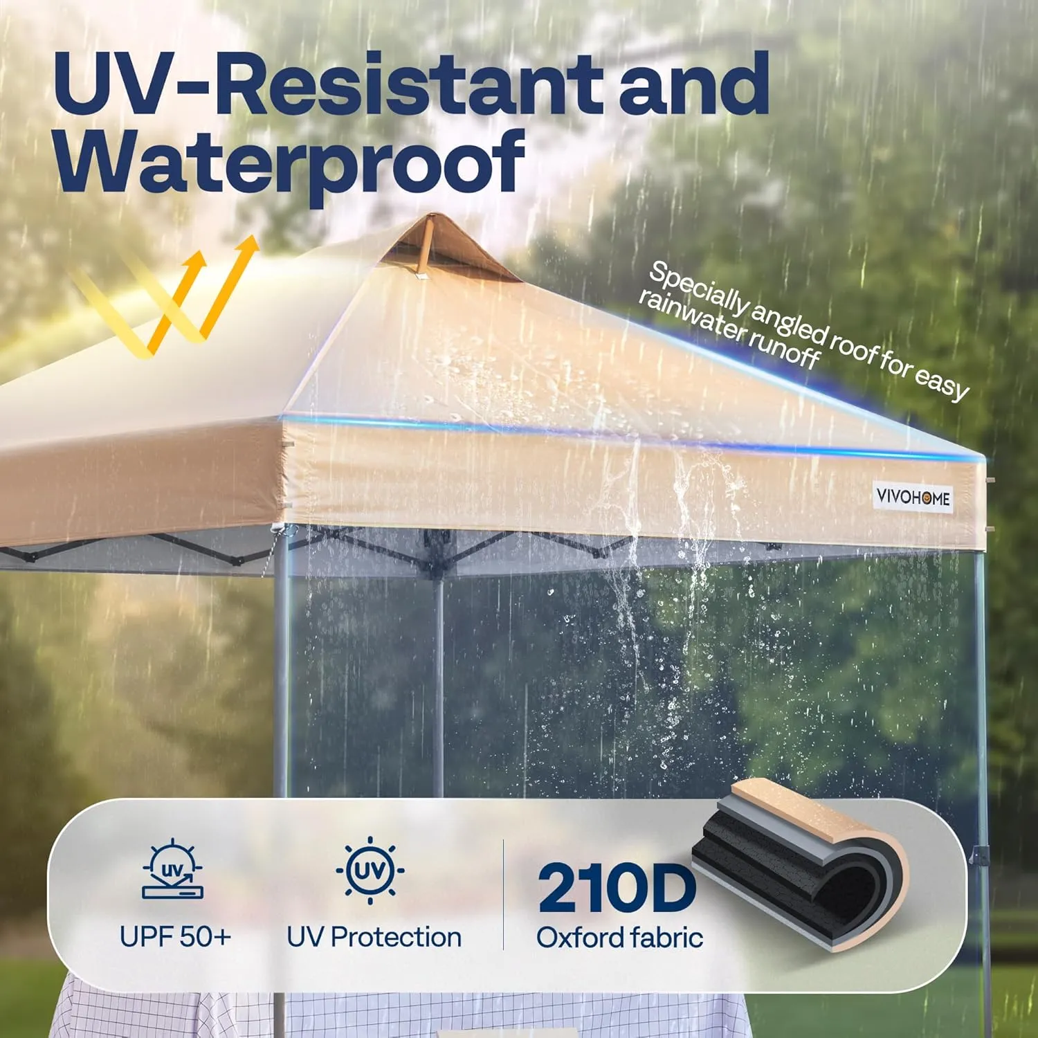 VIVOHOME 10x10ft Pop Up Canopy Tent One Push Setup Outdoor Portable Shelter Tent Heavy Duty with Wheel Carry Bag and 4 Sandbags, Beige