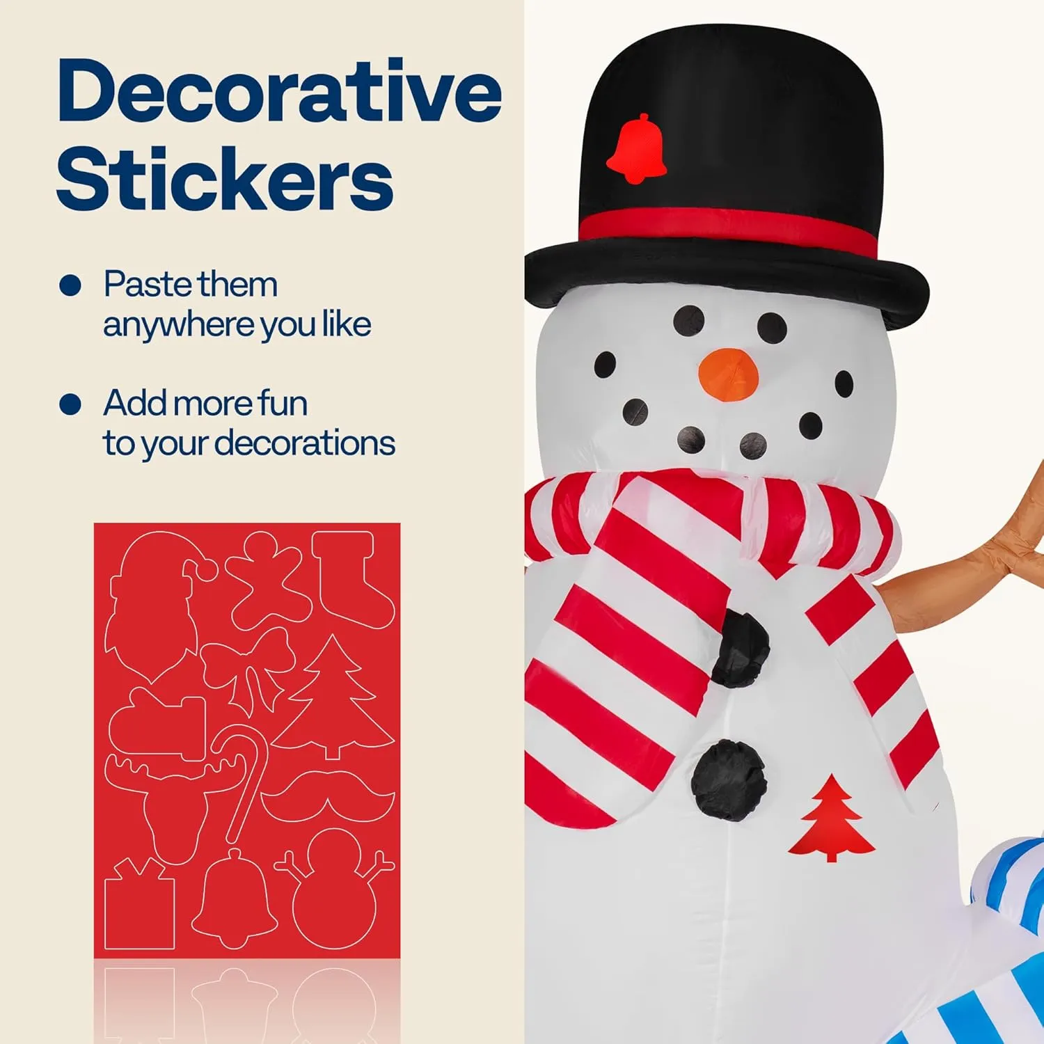 VIVOHOME 8FT Christmas Inflatable Outdoor Decoration, Stacked Snowman, Navidad Blow Up Yard Decor with Built-in LED Light for Lawn, Garden, Party