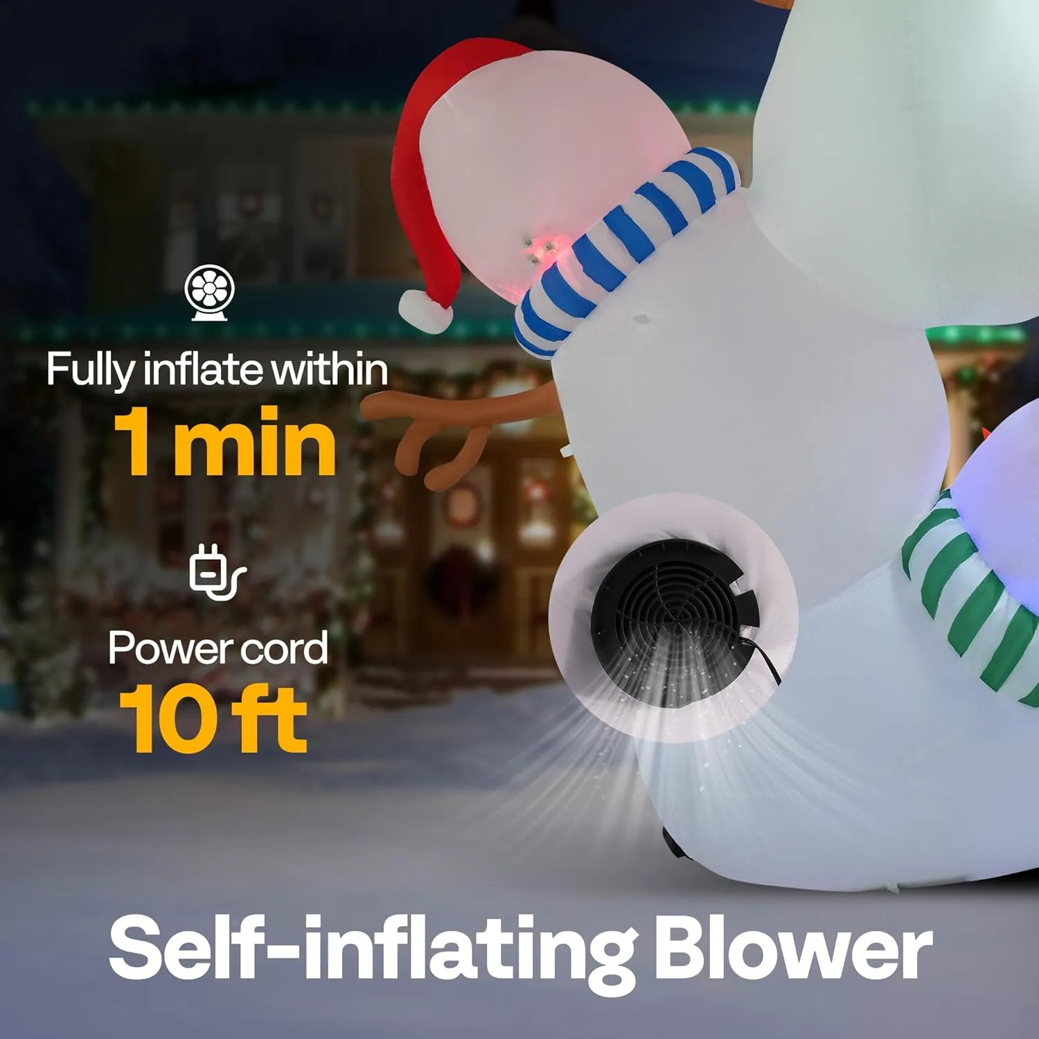 VIVOHOME 8FT Christmas Inflatable Outdoor Decoration, Stacked Snowman, Navidad Blow Up Yard Decor with Built-in LED Light for Lawn, Garden, Party