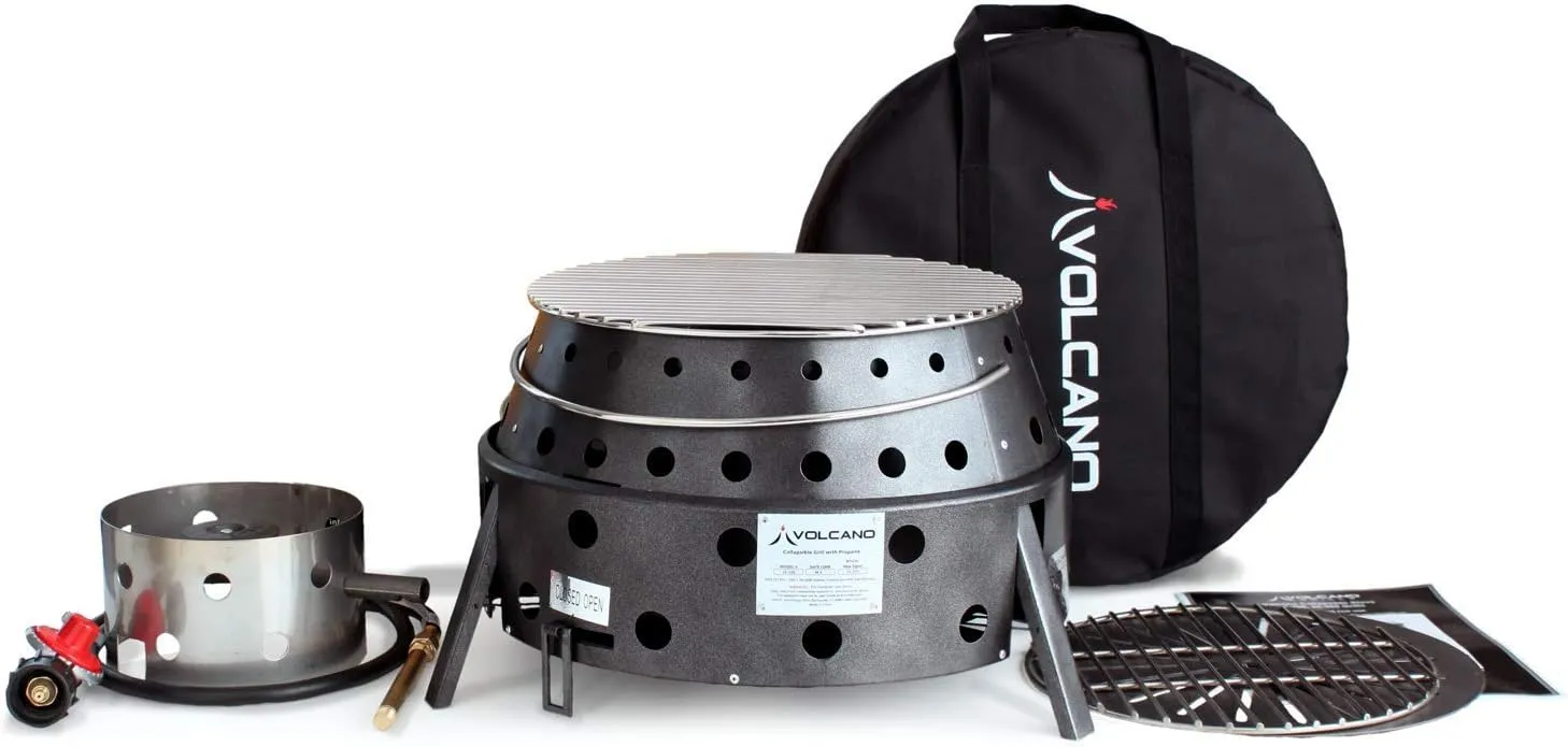 Volcano Grills 3 Grill/Stove Bundle Includes Lid and Cookbook, Grey