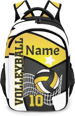 Volleyball Yellow Black Shoulder Backpack Bag for Sports Travelling Hiking Camping