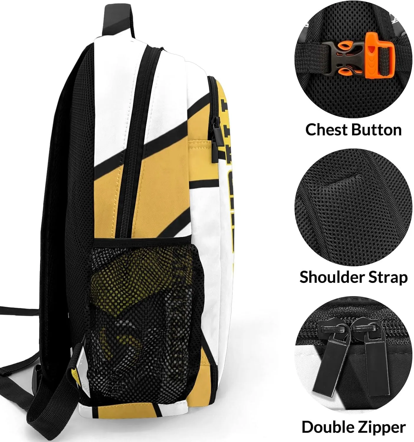Volleyball Yellow Black Shoulder Backpack Bag for Sports Travelling Hiking Camping