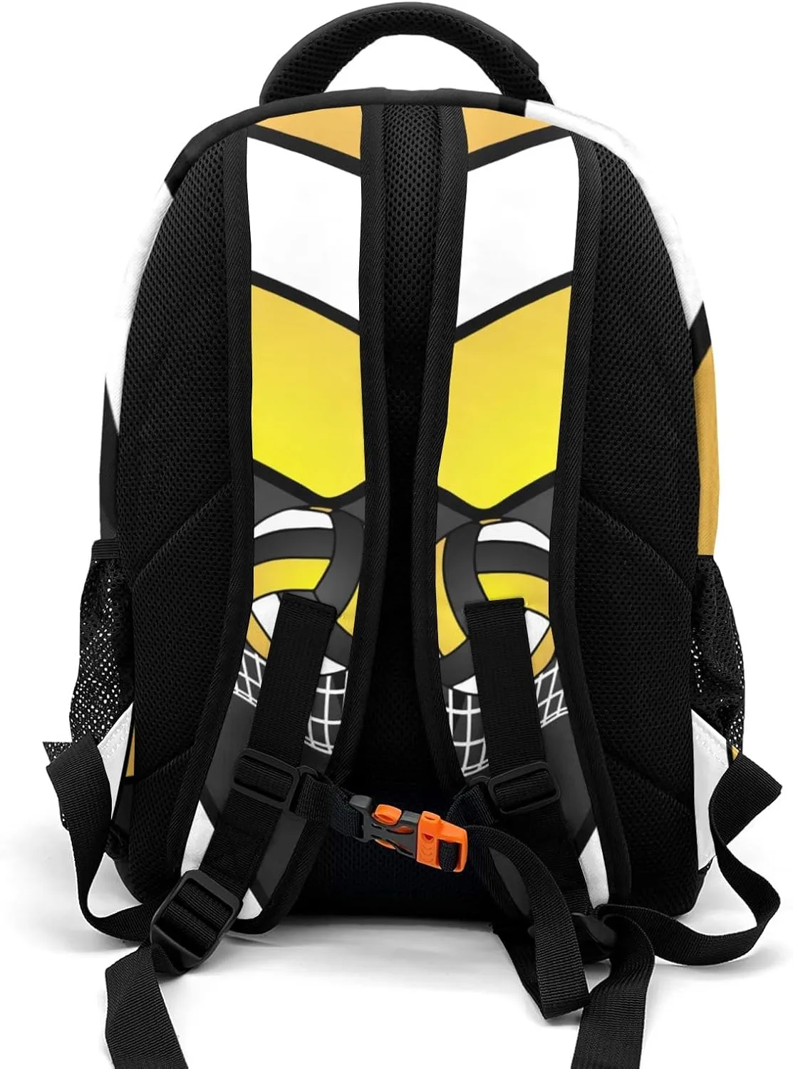 Volleyball Yellow Black Shoulder Backpack Bag for Sports Travelling Hiking Camping