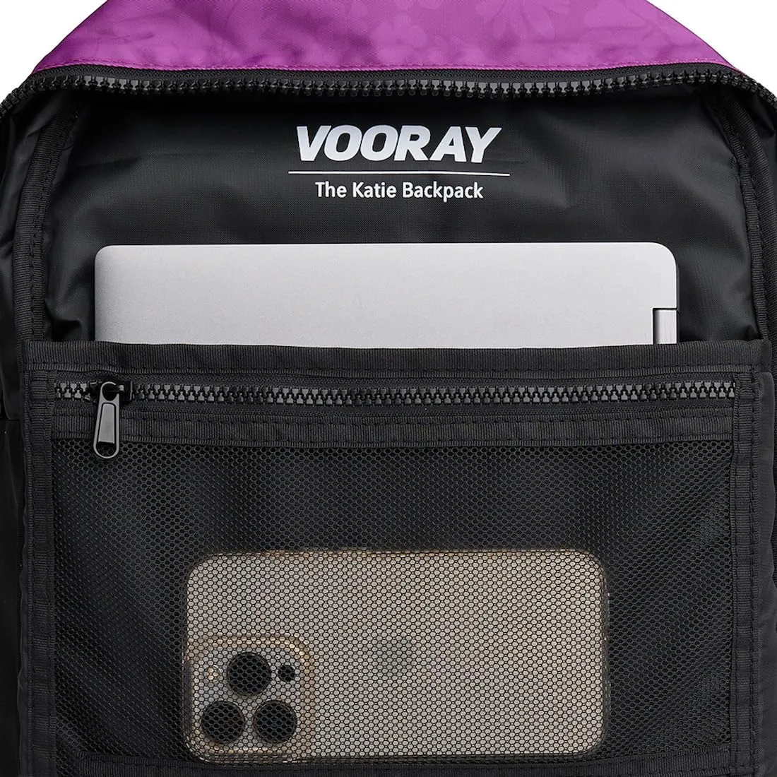 VOORAY 19L Katie Backpack, Large - Travel, Gym & Sports Backpack Wild Desert, Violet Floral