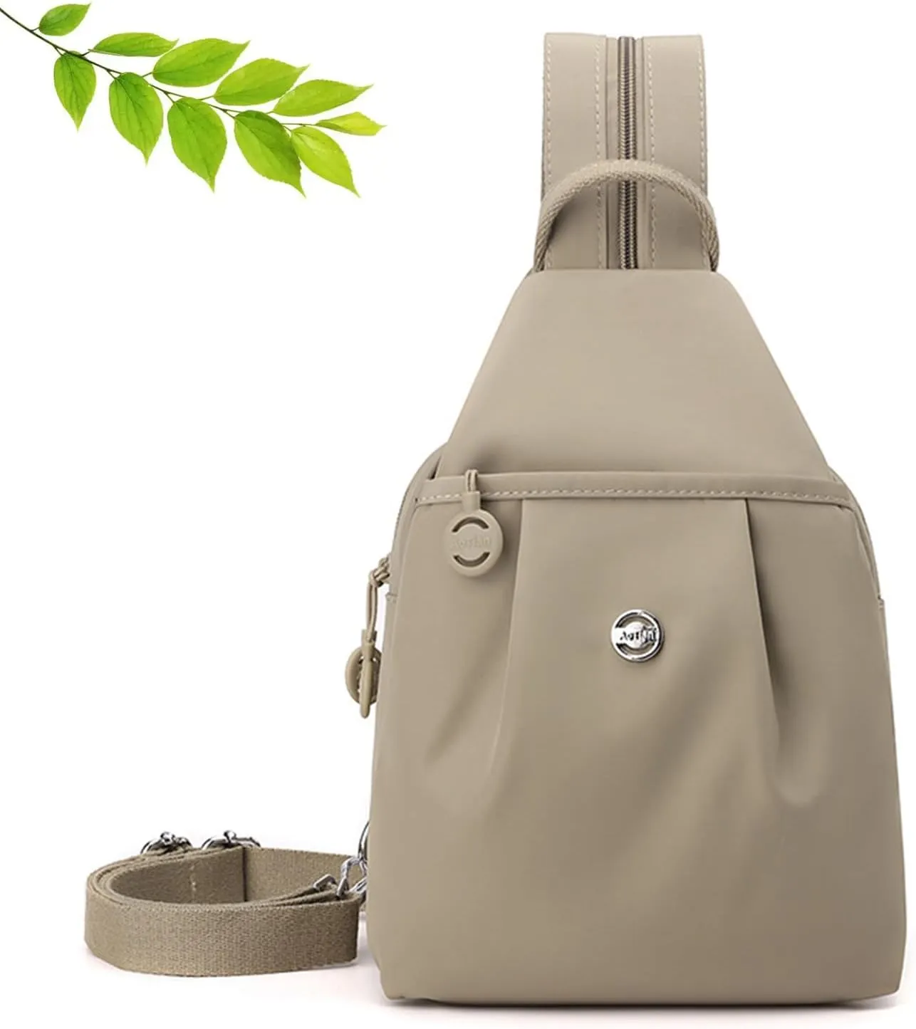 Vovtva Backpack Chest Bags Double Zipper Large Capacity, Street-Lite-Chic Versatile Travel Bag,Multi-Compartment Backpack (Khaki)