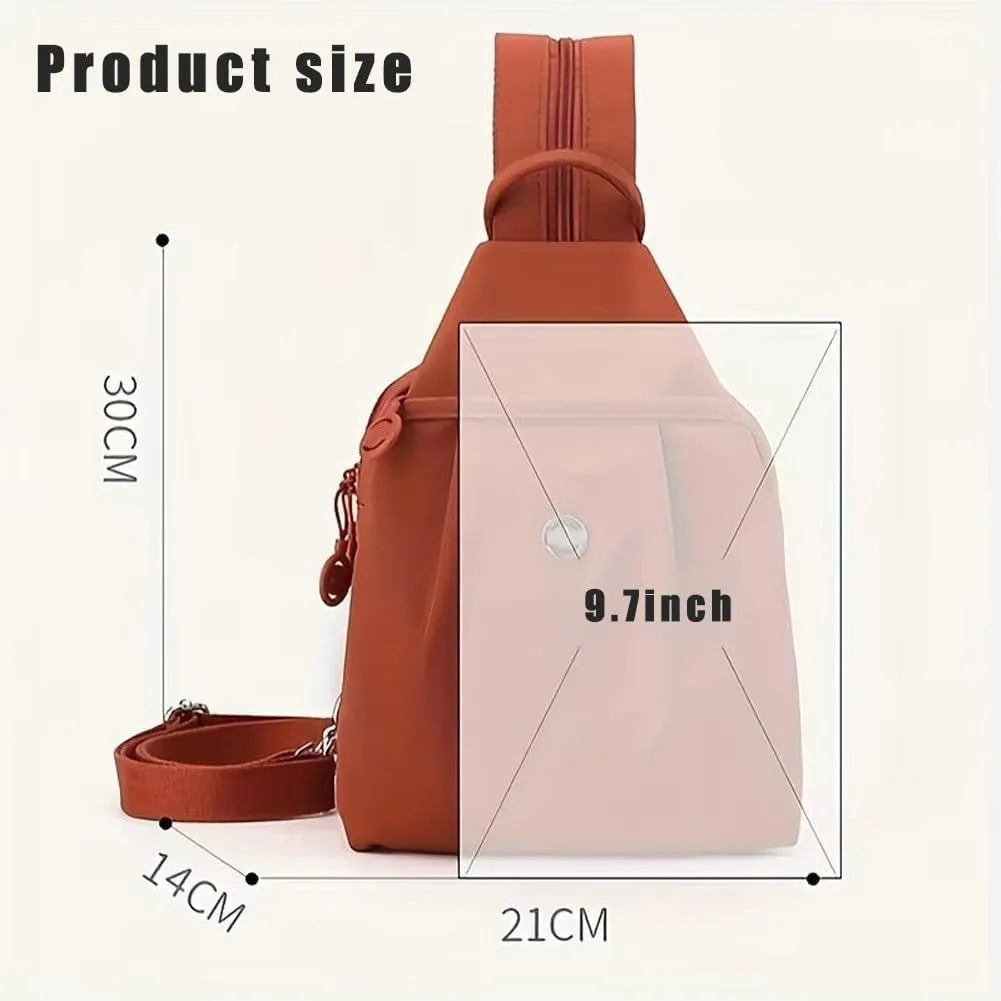 Vovtva Backpack Chest Bags Double Zipper Large Capacity, Street-Lite-Chic Versatile Travel Bag,Multi-Compartment Backpack (Khaki)