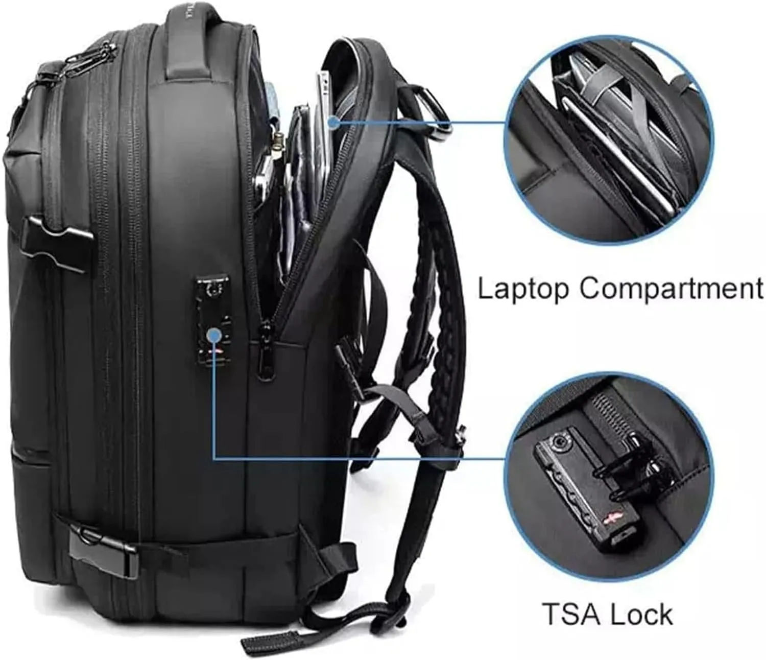 Voyagevac Backpack, 60l Expandable Vaccage Bag Water Resistant, Anti Theft Vacuum Back Pack, Large Capacity Travel Backpack (1.0- Gray)