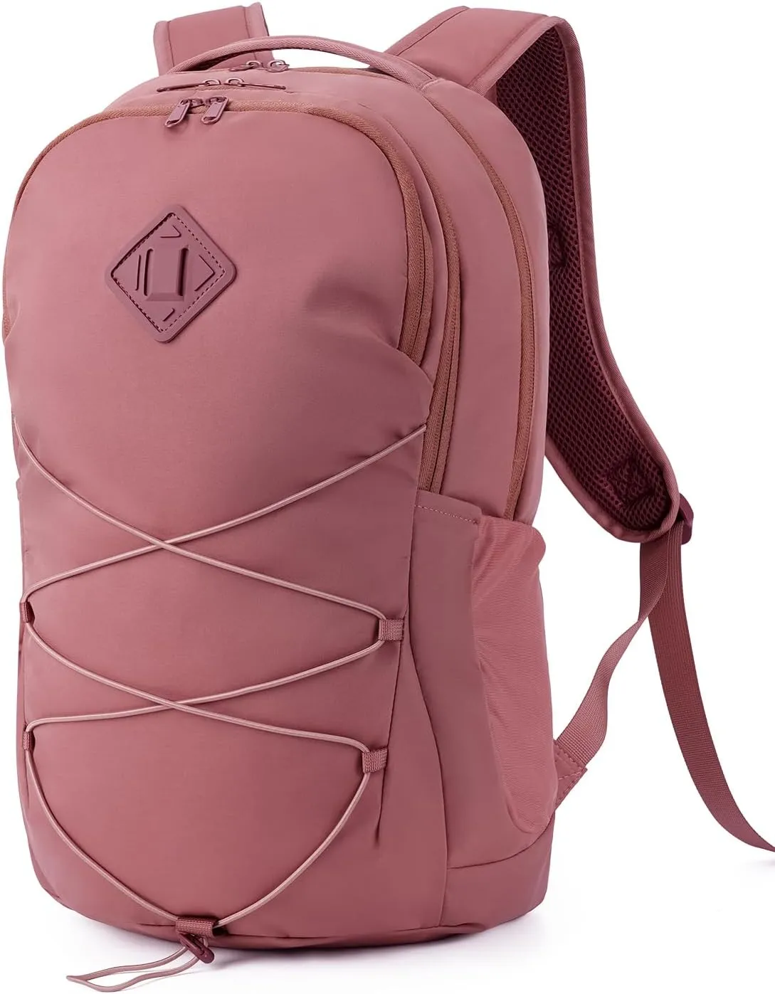 WANDF 15.6-Inch Laptop Backpack for Women Men Airline Approved Water Resistant Lightweight Travel Bag Casual Backpack for Weekender Business with Whistle Buckle & Elastic Strap (Date Red)