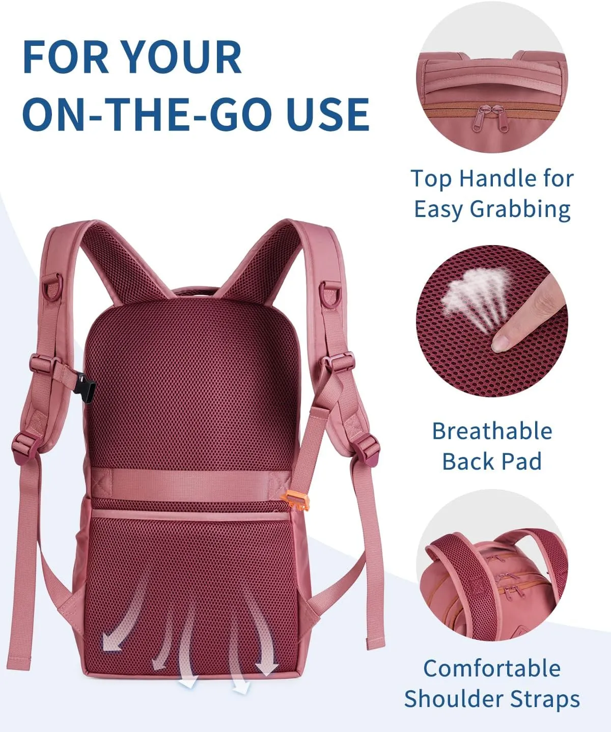 WANDF 15.6-Inch Laptop Backpack for Women Men Airline Approved Water Resistant Lightweight Travel Bag Casual Backpack for Weekender Business with Whistle Buckle & Elastic Strap (Date Red)