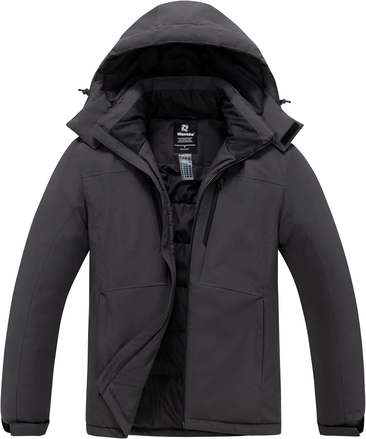 wantdo Men's Mountain Waterproof Ski Jacket Winter Snow Coat Windproof Raincoat
