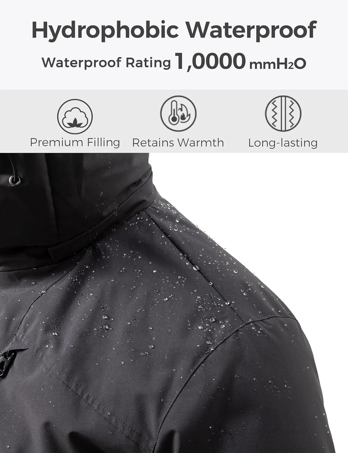 wantdo Men's Mountain Waterproof Ski Jacket Winter Snow Coat Windproof Raincoat