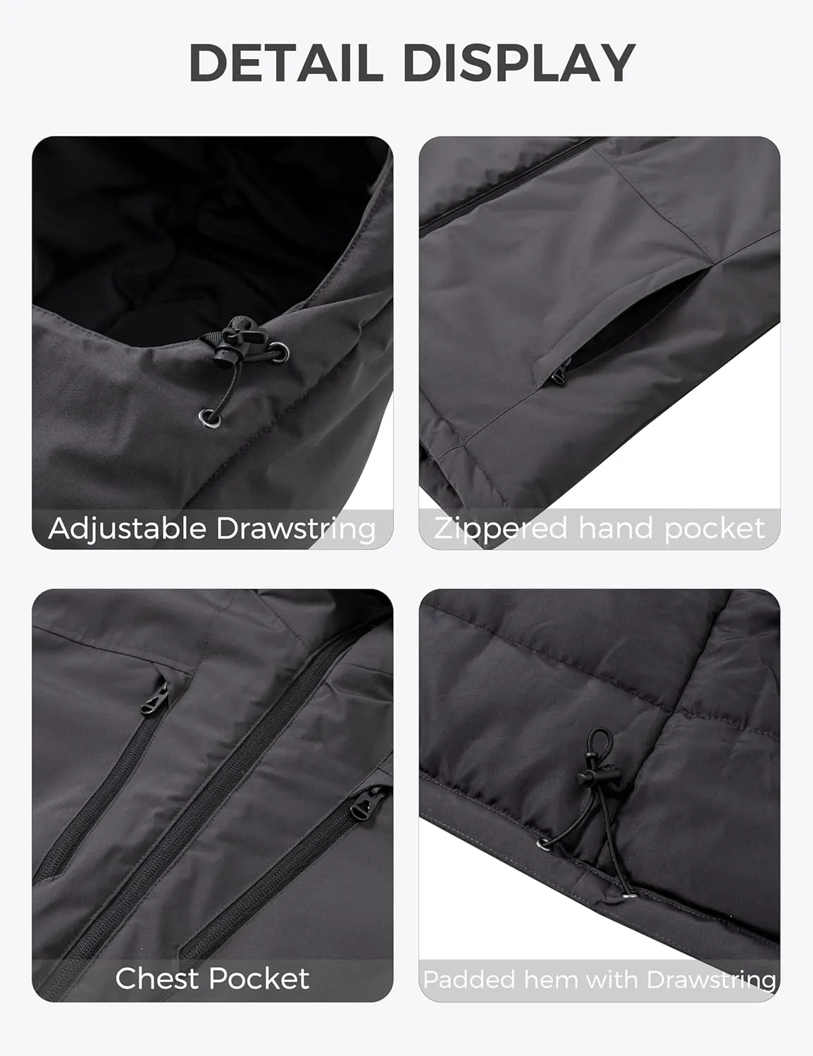 wantdo Men's Mountain Waterproof Ski Jacket Winter Snow Coat Windproof Raincoat