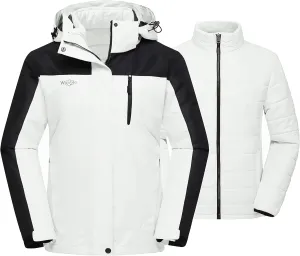 wantdo Women's 3 in 1 Waterproof Ski Jacket Windproof Winter Snow Coat Snowboarding Jackets Warm Raincoat