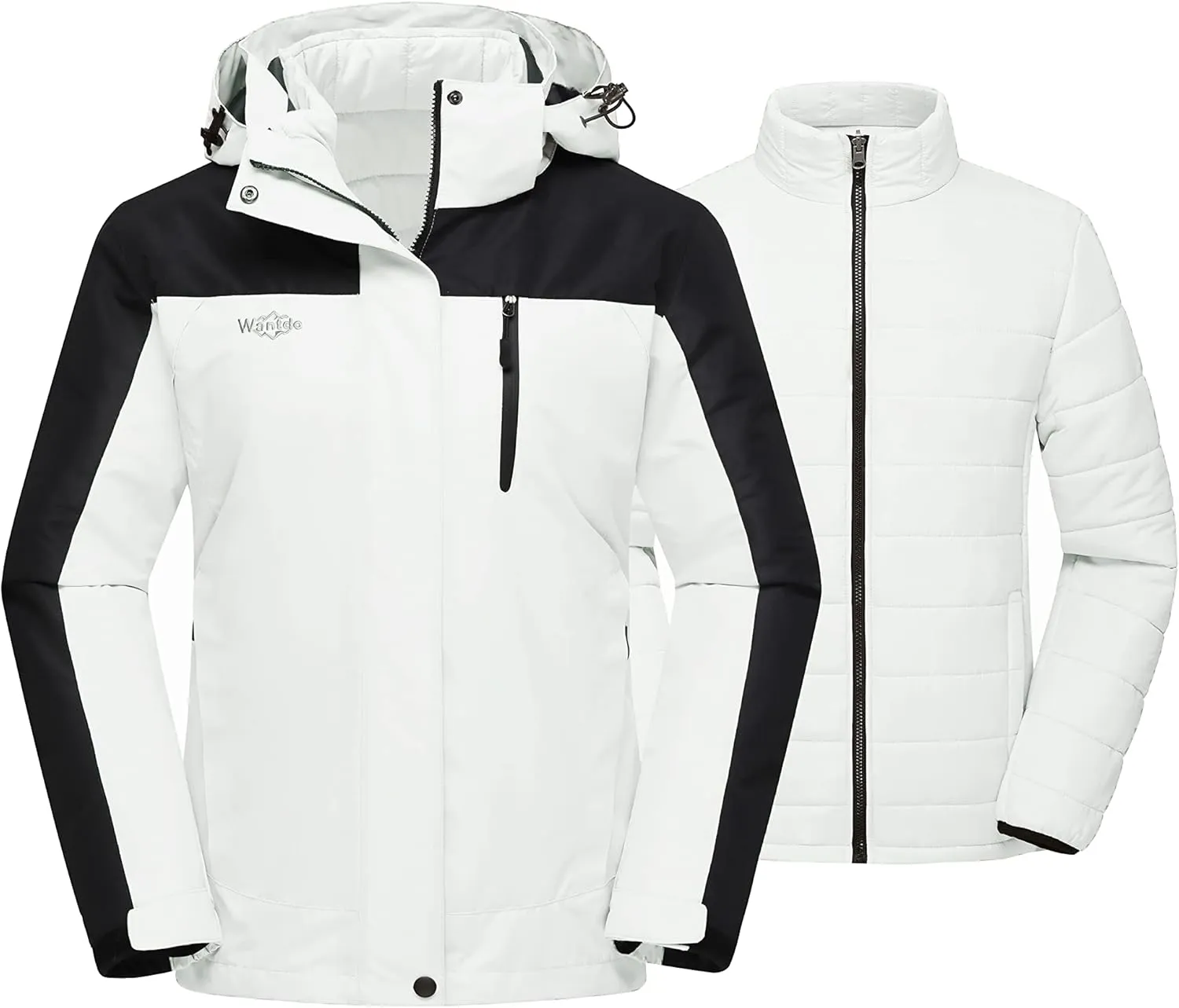 wantdo Women's 3 in 1 Waterproof Ski Jacket Windproof Winter Snow Coat Snowboarding Jackets Warm Raincoat