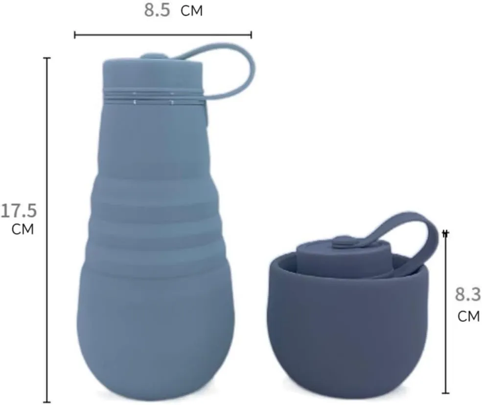 Water Bottle Silicone Folding Kettle High Temperature Resistant Outdoor Mountaineering Sports Kettle Travel Portable Cup(Gray)