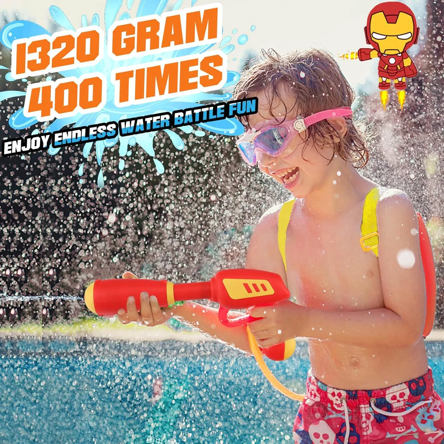 Water Gun with Backpack Tank, Squirt Gun for Kids, Water Toys for Boys Ages 3-5, Super Water Blaster Pistol, Outdoor Pool Toy for 3 4 5 6 7 8 12 Years Old Boys Girls