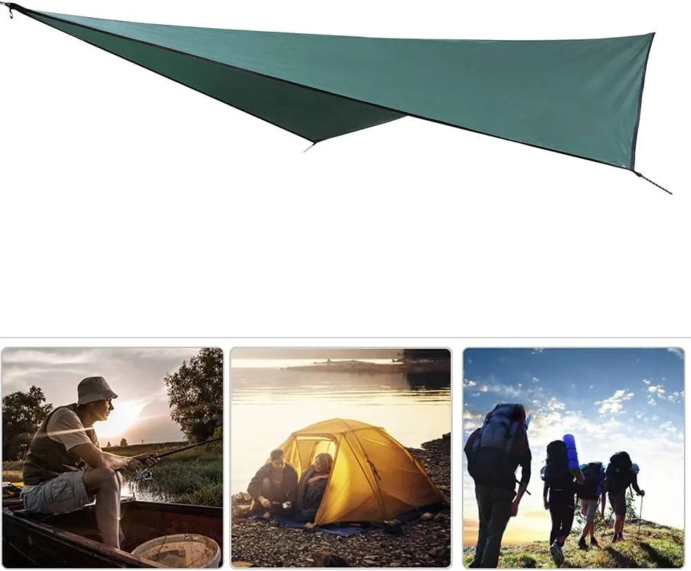 Water Proof Camping Tent Tarp Hammock,210T Polyester Fabric Hammock Tarp Tent 141.73x114.17inch Sun Proof Camping Ground Mat Awning (Dark Green)
