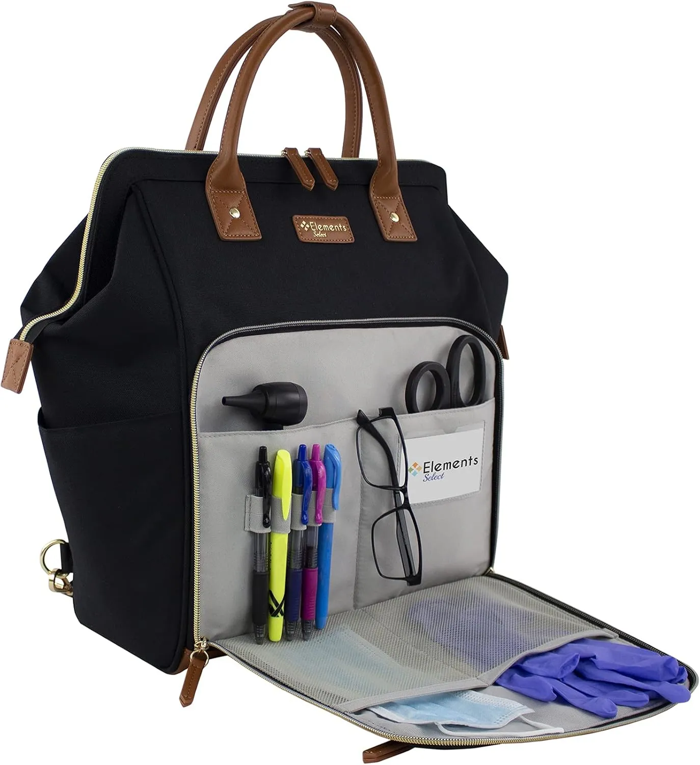Water-Resistant Medical Clinical Teacher Nurse Bag for Work and Nursing Student Backpack Elements Select ES2806