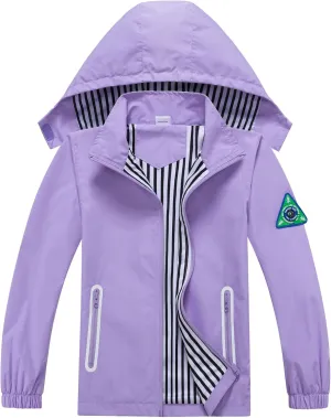 Waterproof Hooded Jacket for Boys Girls,Kids Raincoats Outdoor Windbreaker Dinosaur Rain Jacket