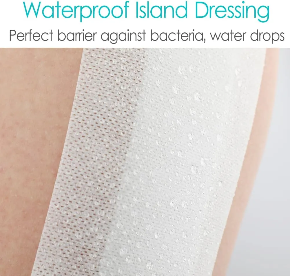 Waterproof Knee Replacement Surgery Adhesive Island Dressings Hip Surgery Shower Protector Bandage Patches for Long Incision Post Surgical Wounds Cover Breathable Bordered Gauze 4"x10"(Pack of 20)