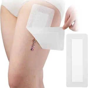 Waterproof Knee Replacement Surgery Adhesive Island Dressings Hip Surgery Shower Protector Bandage Patches for Long Incision Post Surgical Wounds Cover Breathable Bordered Gauze 4"x10"(Pack of 20)