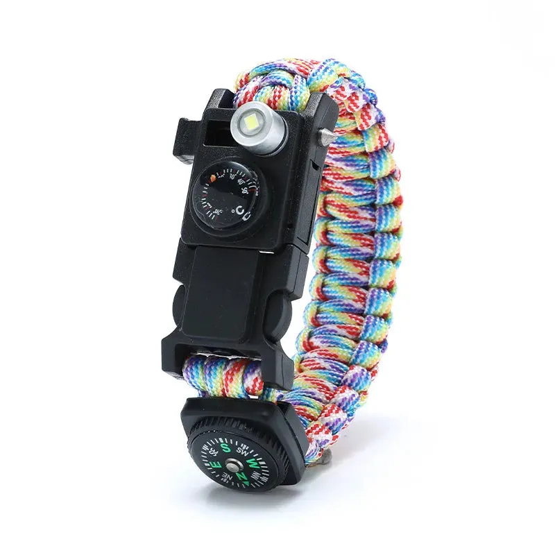 Waterproof Multi-function Outdoor First Aid Kit – Paracord Bracelet with Compass & LED Light