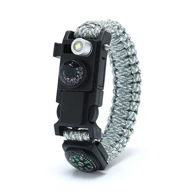 Waterproof Multi-function Outdoor First Aid Kit – Paracord Bracelet with Compass & LED Light