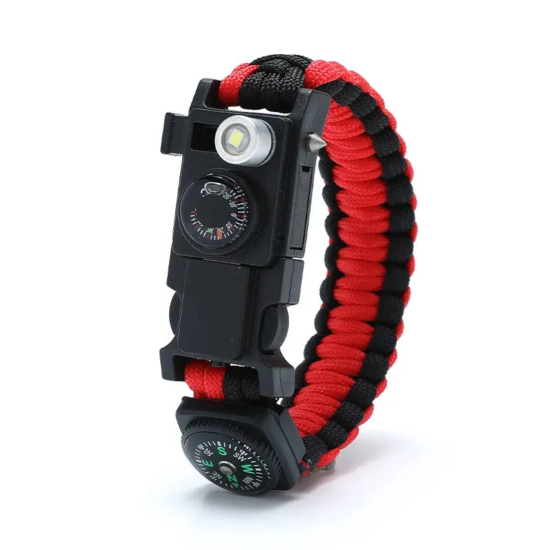 Waterproof Multi-function Outdoor First Aid Kit – Paracord Bracelet with Compass & LED Light