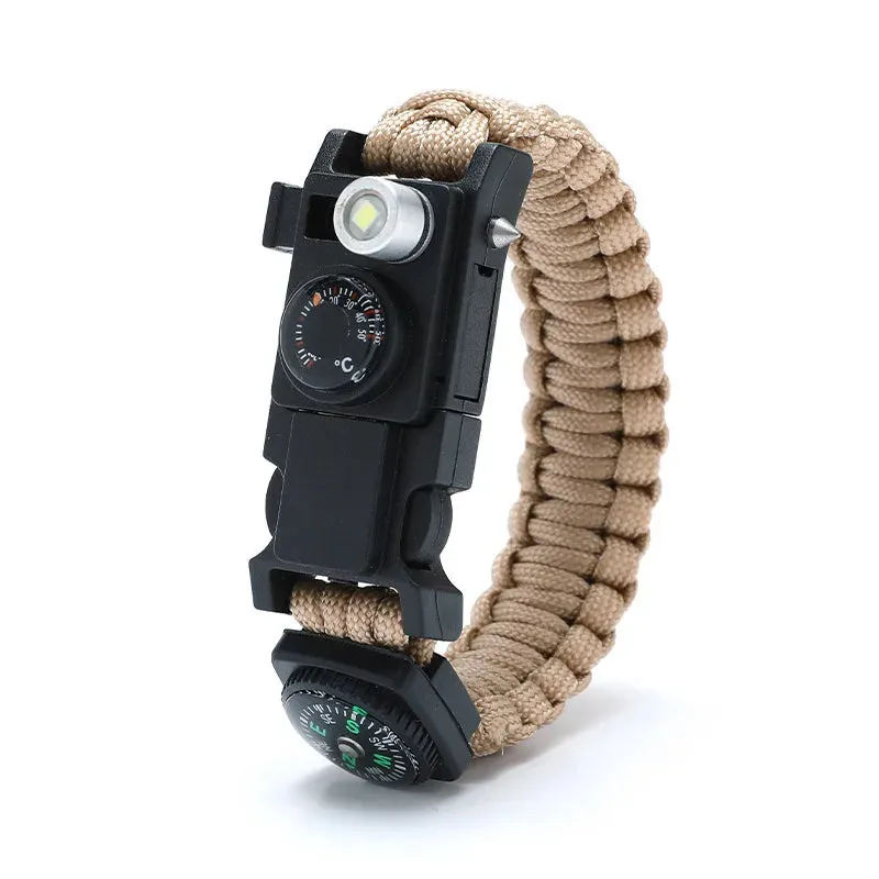 Waterproof Multi-function Outdoor First Aid Kit – Paracord Bracelet with Compass & LED Light