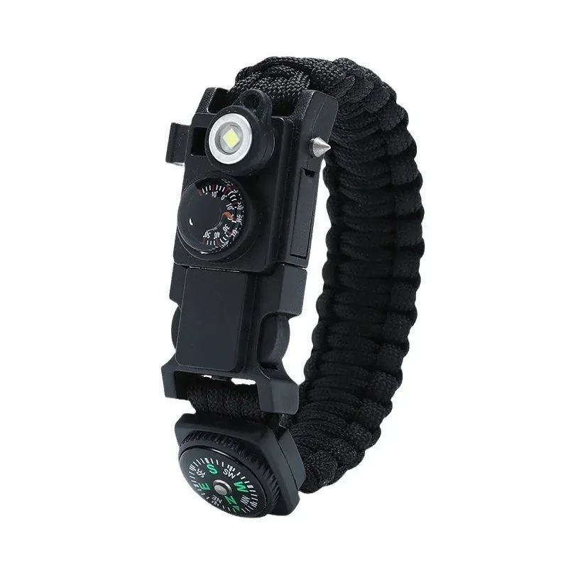 Waterproof Multi-function Outdoor First Aid Kit – Paracord Bracelet with Compass & LED Light