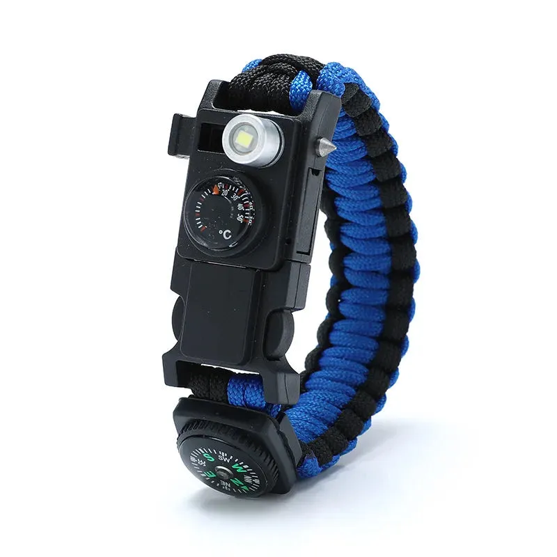 Waterproof Multi-function Outdoor First Aid Kit – Paracord Bracelet with Compass & LED Light