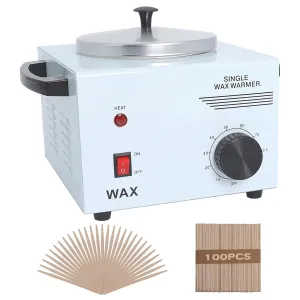 Wax Warmer for Hair Removal with Adjustable Temperature Set, Portable Professional Wax Heater for Spa and Salon,Body with 200pcs Wax Sticks (Single Pot)