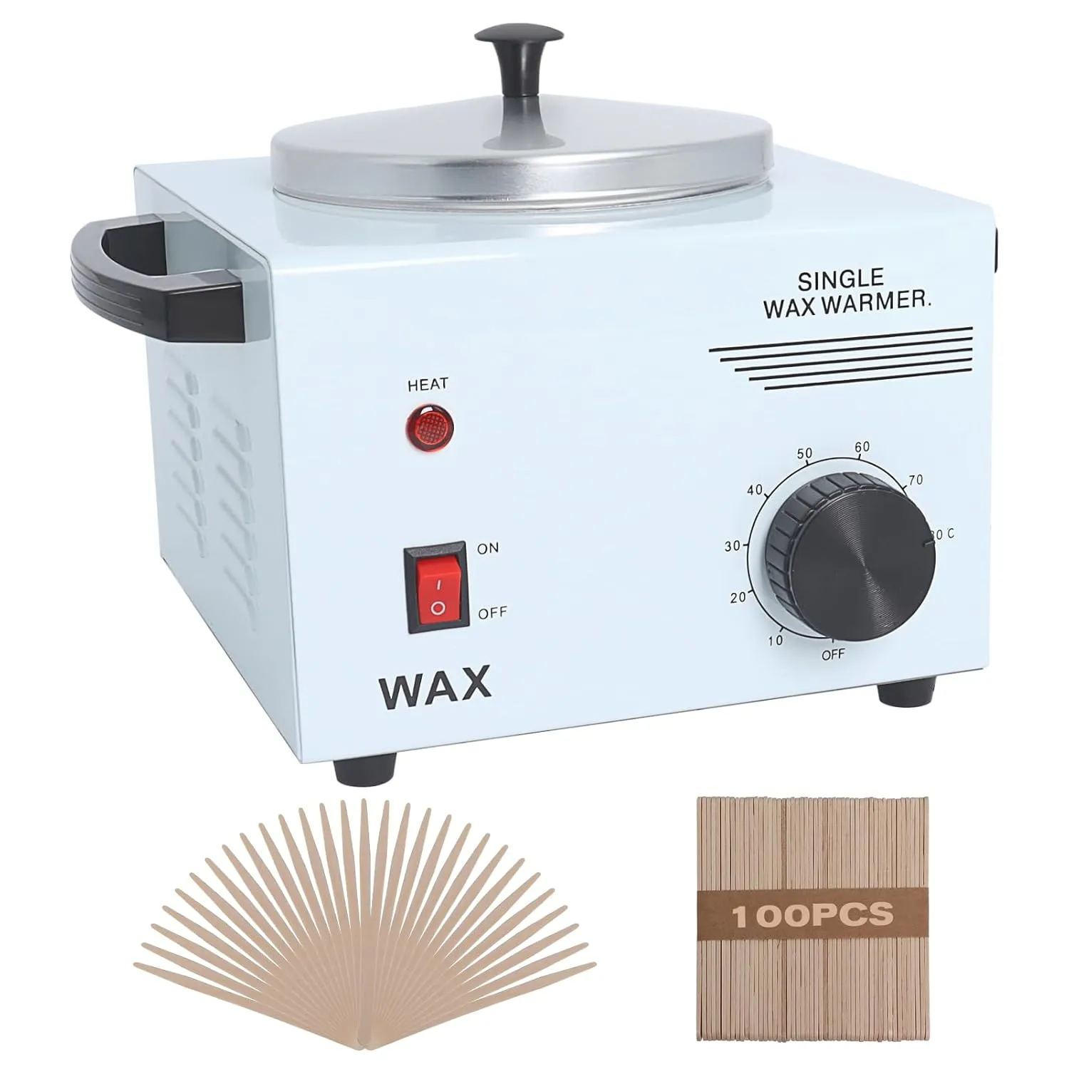 Wax Warmer for Hair Removal with Adjustable Temperature Set, Portable Professional Wax Heater for Spa and Salon,Body with 200pcs Wax Sticks (Single Pot)