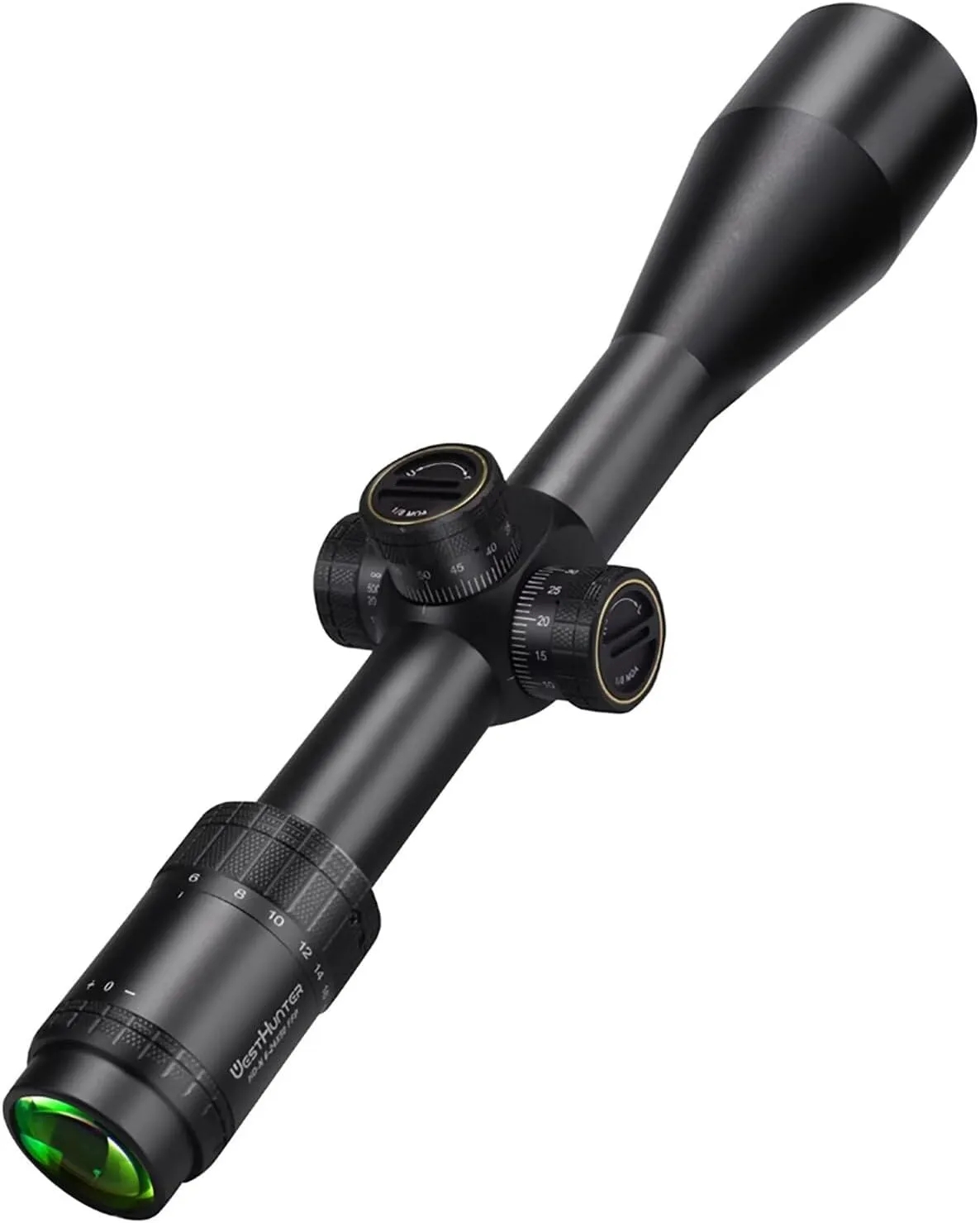 WestHunter Optics HD-N 6-24x50 FFP Riflescope, 30 mm Tube First Focal Plane Etched Glass Reticle Tactical 1/8 MOA Hunting Shooting Scopes