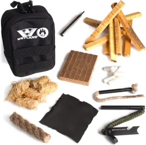 WEYLAND Fire Starting Kit - Ferro Rod & Magnesium Fire Starter, Flint & Steel Survival Tool for Camping, Bushcraft, Emergency Preparedness, Fatwood Fire Starter Sticks & Tinder for Outdoor Adventure
