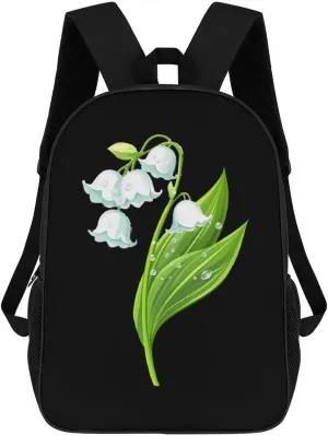 White Lily Of The Valley Flower Laptop Backpack for Men Women 17 Inch Shoulder Bag Travel Daypack