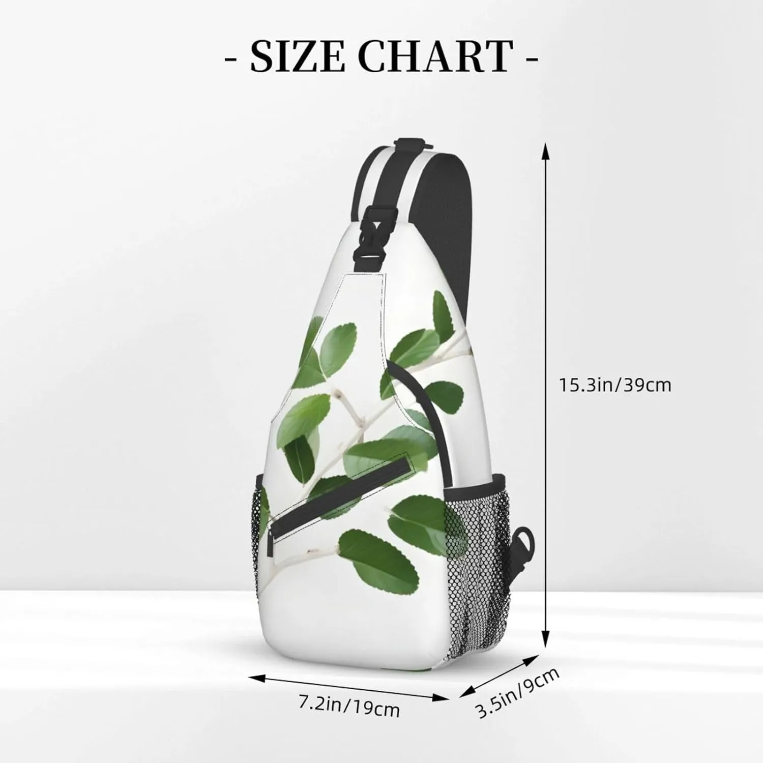 White Natural Greenery Twig High Storage Capacity Chest Bag Diagonally Sling Backpack Crossbody Shoulder Bag For Men Women