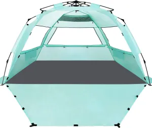 WhiteFang Deluxe Pop Up Beach Tent Sun Shade Shelter for 3-4/5-6 Person, UV Protection, Extendable Floor with 3 Ventilating Windows Plus Carrying Bag, Stakes, and Guy Lines